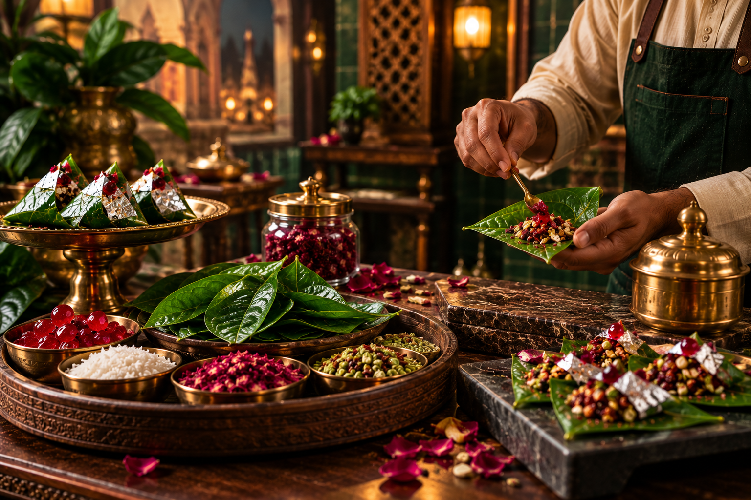Traditional paan making